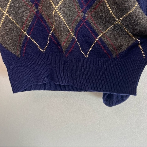 Harbour Club Mens Lambswool V Neck Argyle Plaid Sweater Sz M Blue Classic Preppy - Picture 6 of 10
